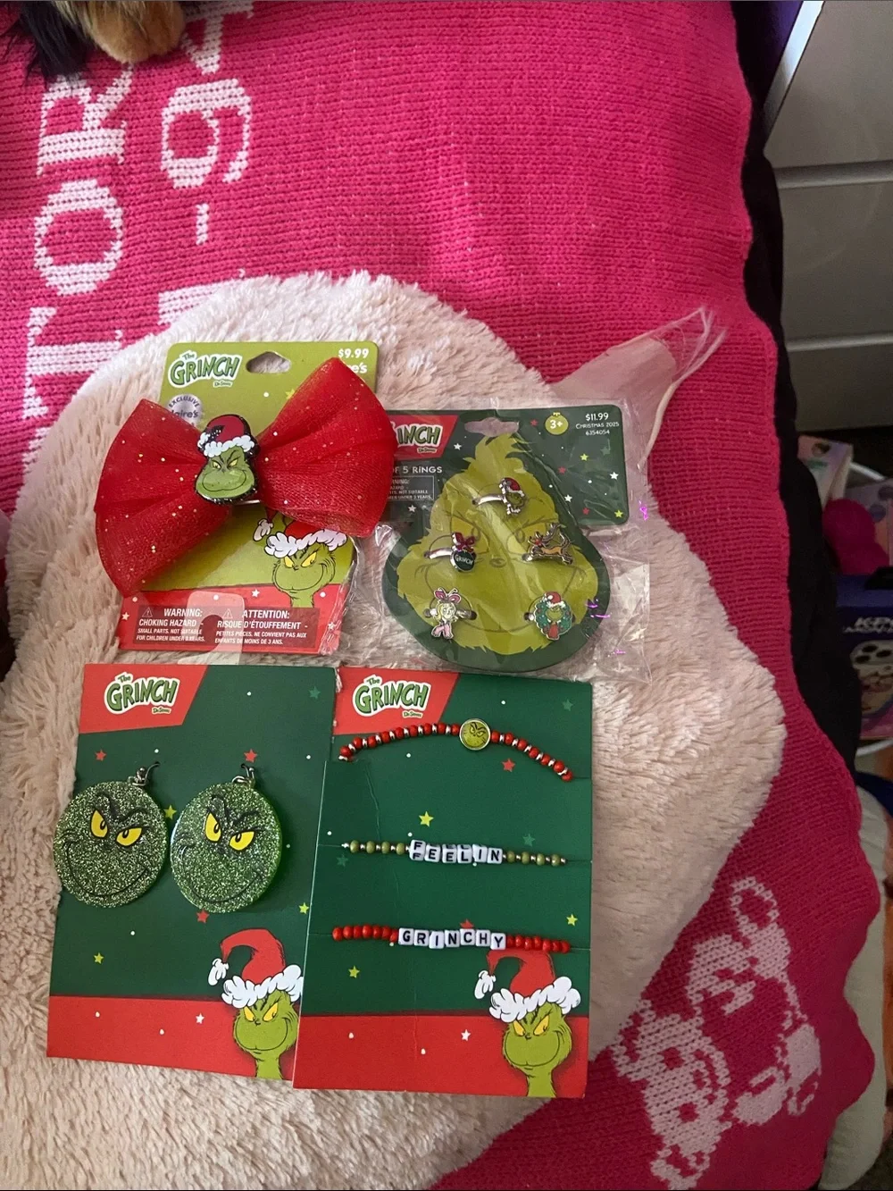 adidas Kids Red Grinch Holiday Hair Bow & Jewelry Set